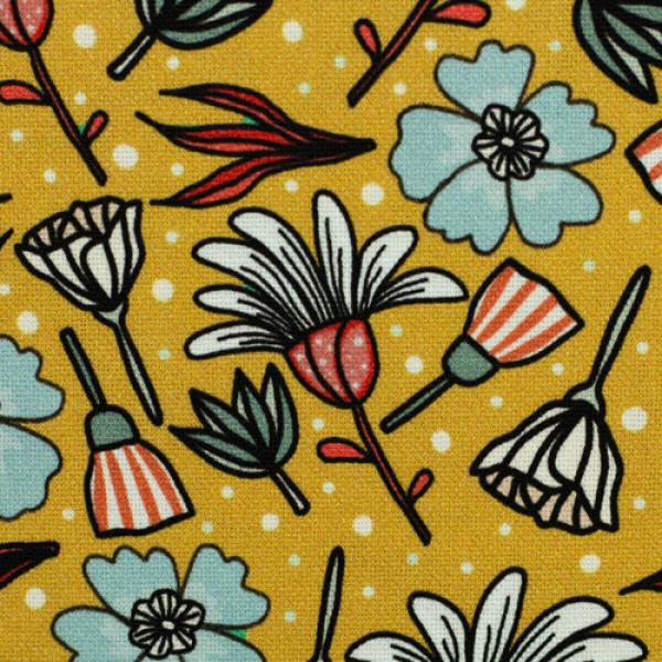 Canvas Garden Stories by Emjo Design Blumen auf Senf von Swafing